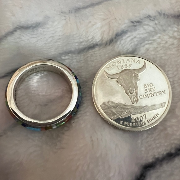 ❤️ Zuni Galaxy Micro Inlaid Infinity Band Sz 6.5 Artisan Southwestern 4.5gms - Picture 6 of 12